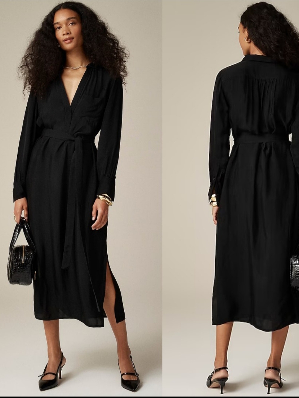 J. Crew Bungalow Black Maxi Popover Dress Women's Size Large Loungewear Casual - Picture 13 of 13